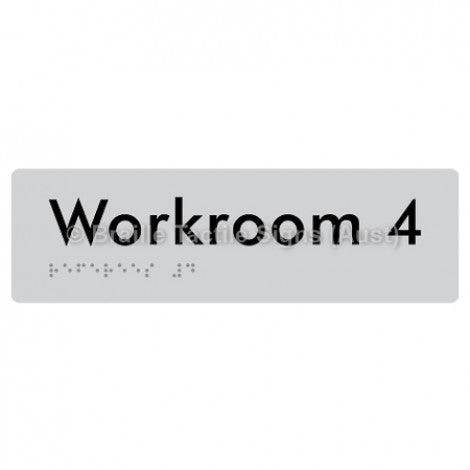 Braille Sign Workroom 4 - Braille Tactile Signs Aust. - BTS186-04-slv - Custom Signs - Fast Shipping - High Quality - Australian Made & Owned