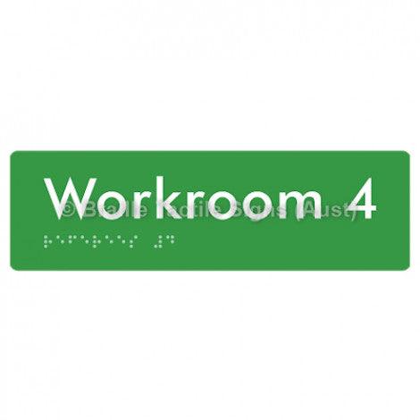 Braille Sign Workroom 4 - Braille Tactile Signs Aust. - BTS186-04-grn - Custom Signs - Fast Shipping - High Quality - Australian Made & Owned