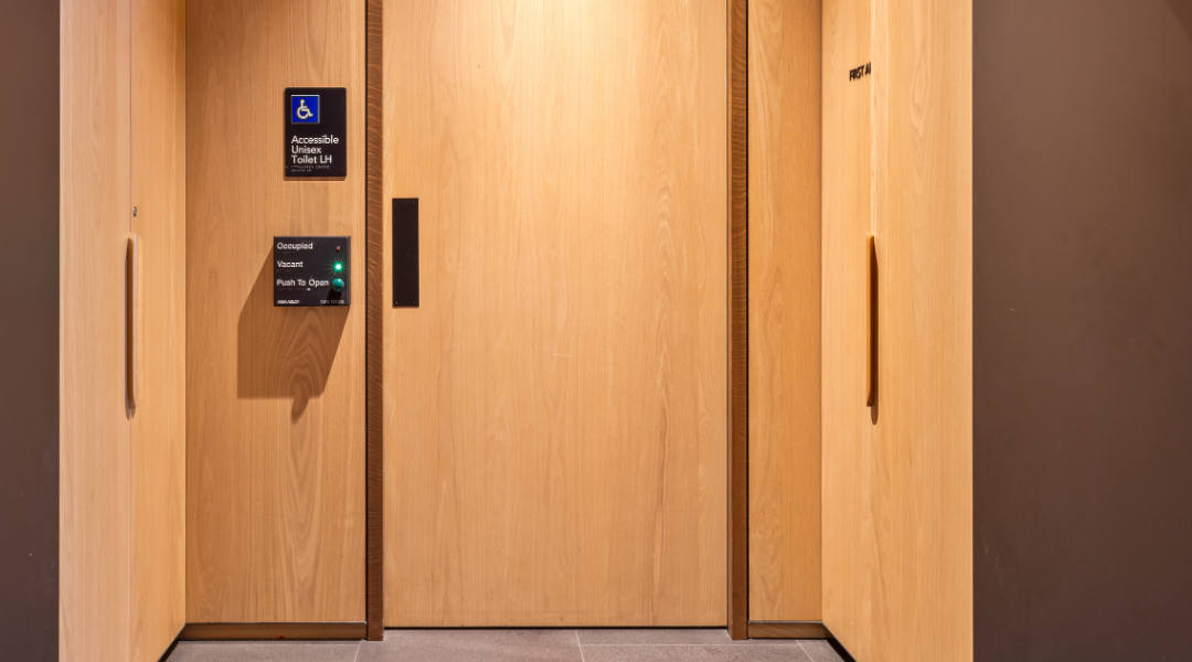 Assa Abloy Entrance Systems Insitu Photo. Signage by Braille Tactile Signs Aust.