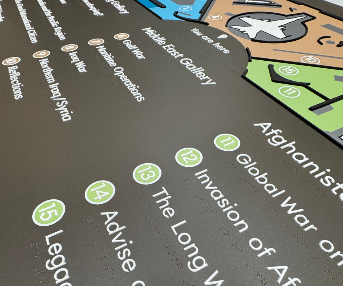 Close-up of a braille tactile map.