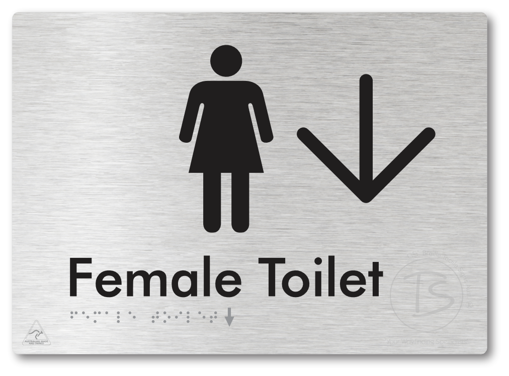 Female Toilet with Large directional Arrow
