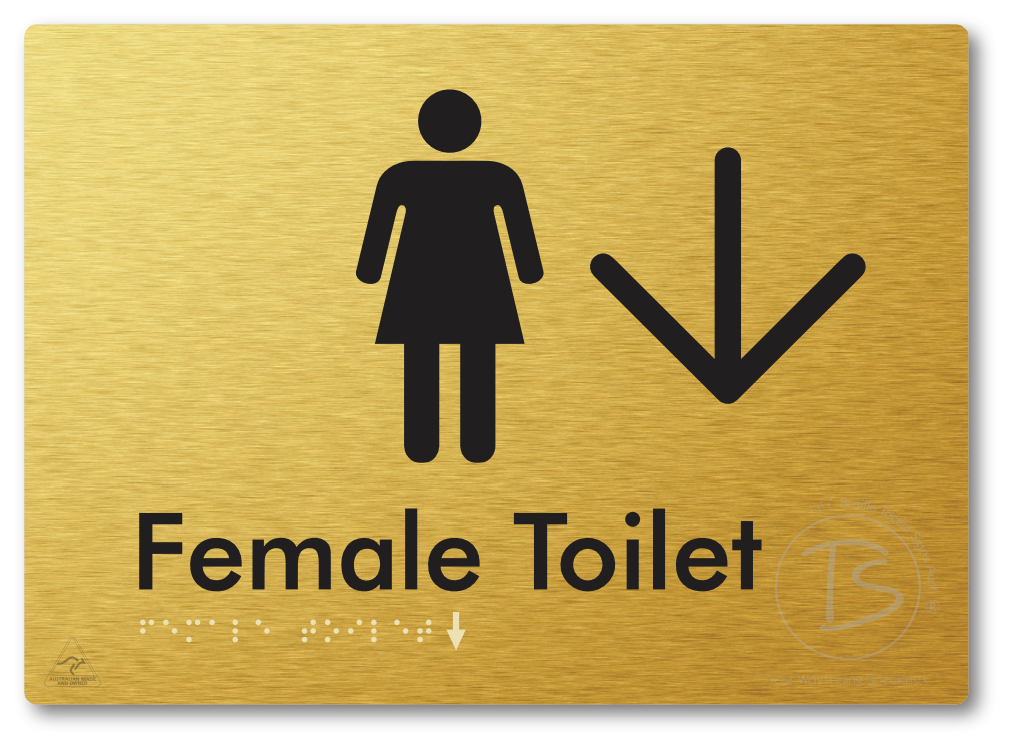 Female Toilet with Large directional Arrow