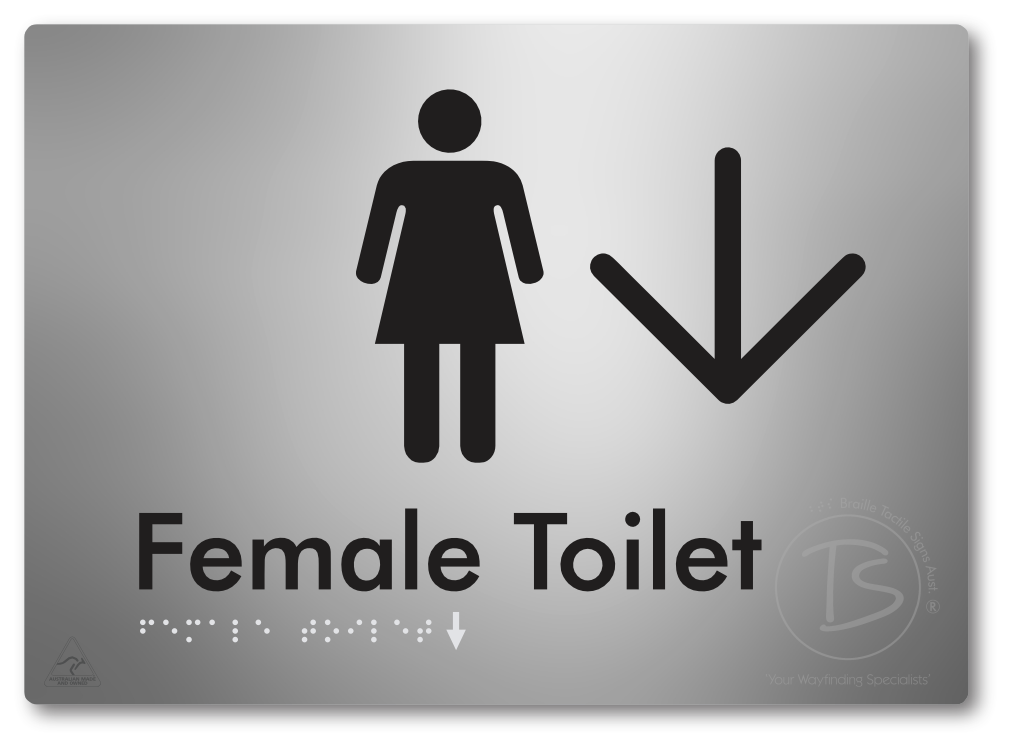 Female Toilet with Large directional Arrow