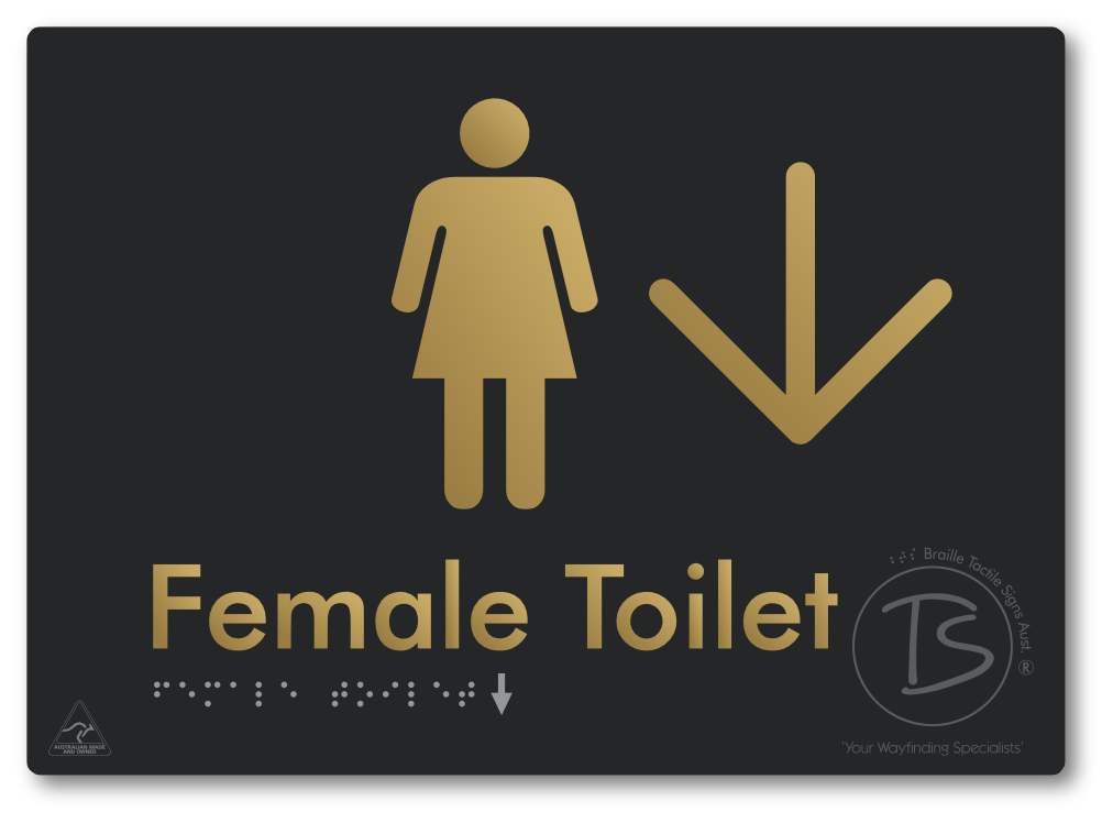 Female Toilet with Large directional Arrow