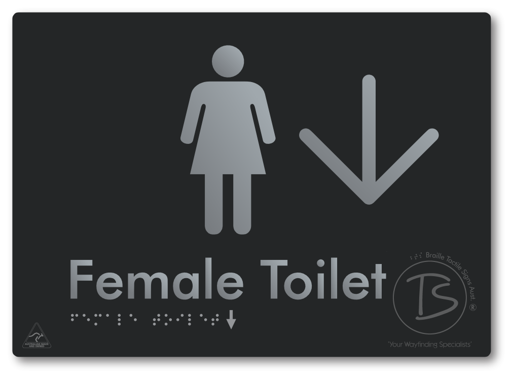 Female Toilet with Large directional Arrow