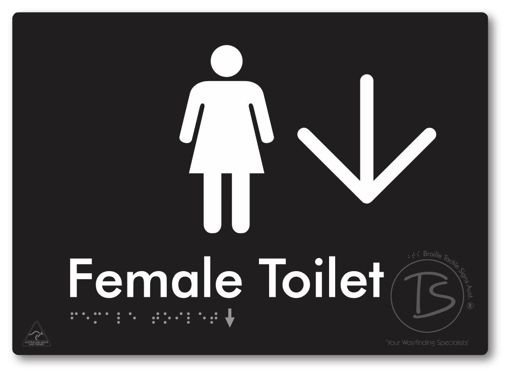 Female Toilet with Large directional Arrow