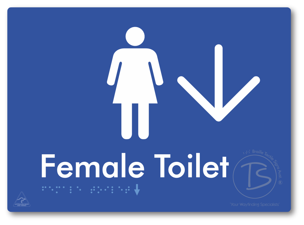 Female Toilet with Large directional Arrow