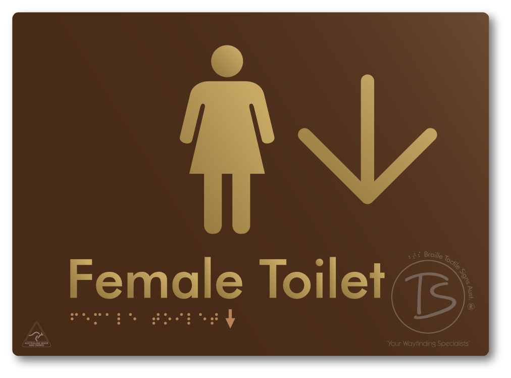 Female Toilet with Large directional Arrow