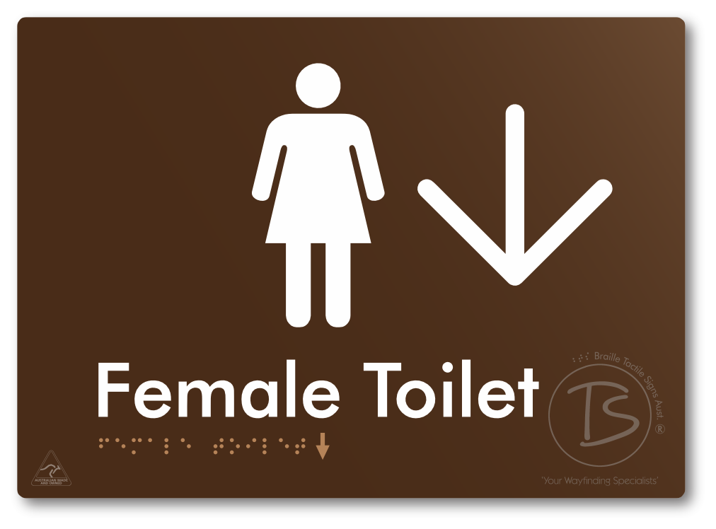 Female Toilet with Large directional Arrow