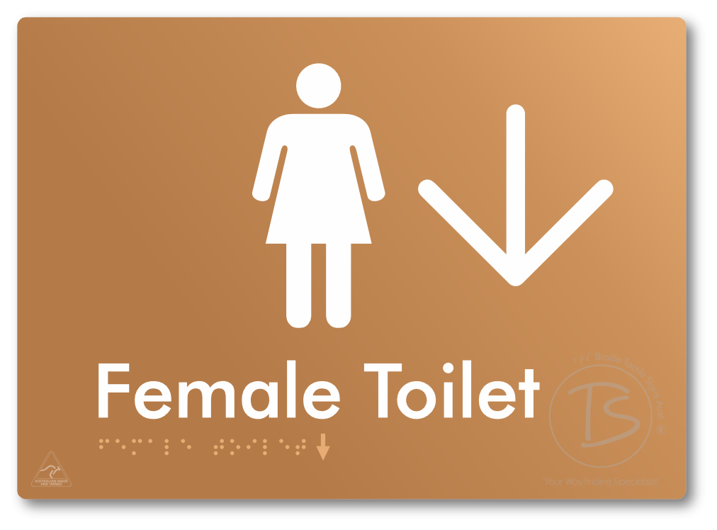 Female Toilet with Large directional Arrow