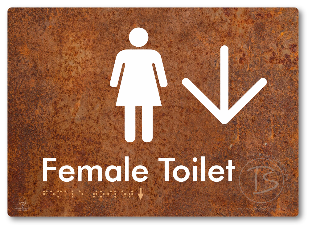 Female Toilet with Large directional Arrow