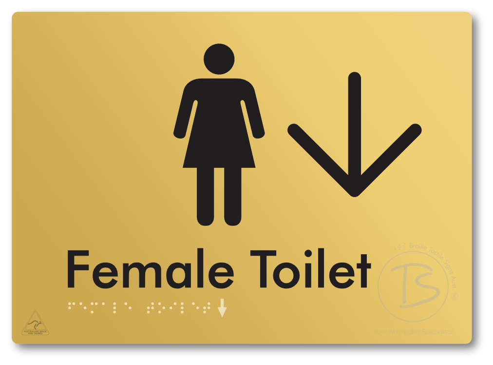 Female Toilet with Large directional Arrow