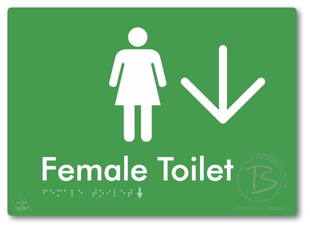 Female Toilet with Large directional Arrow