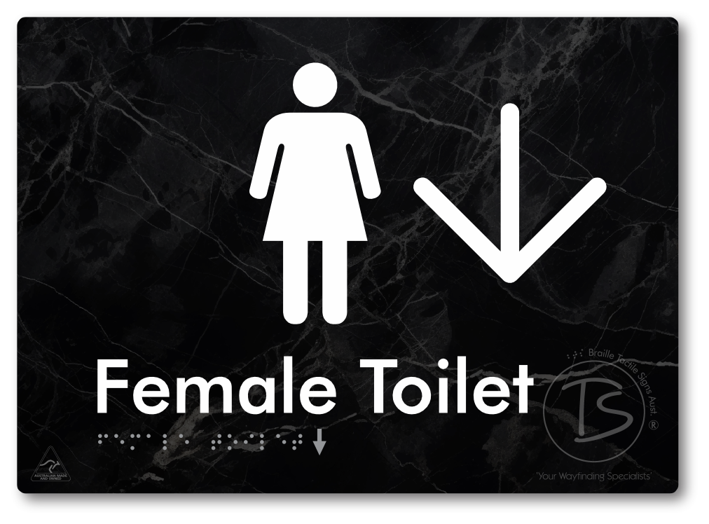 Female Toilet with Large directional Arrow