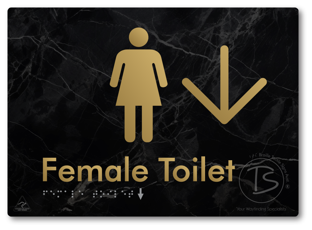 Female Toilet with Large directional Arrow