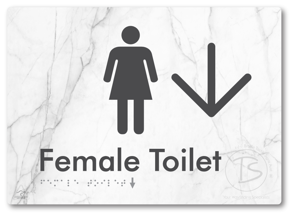 Female Toilet with Large directional Arrow