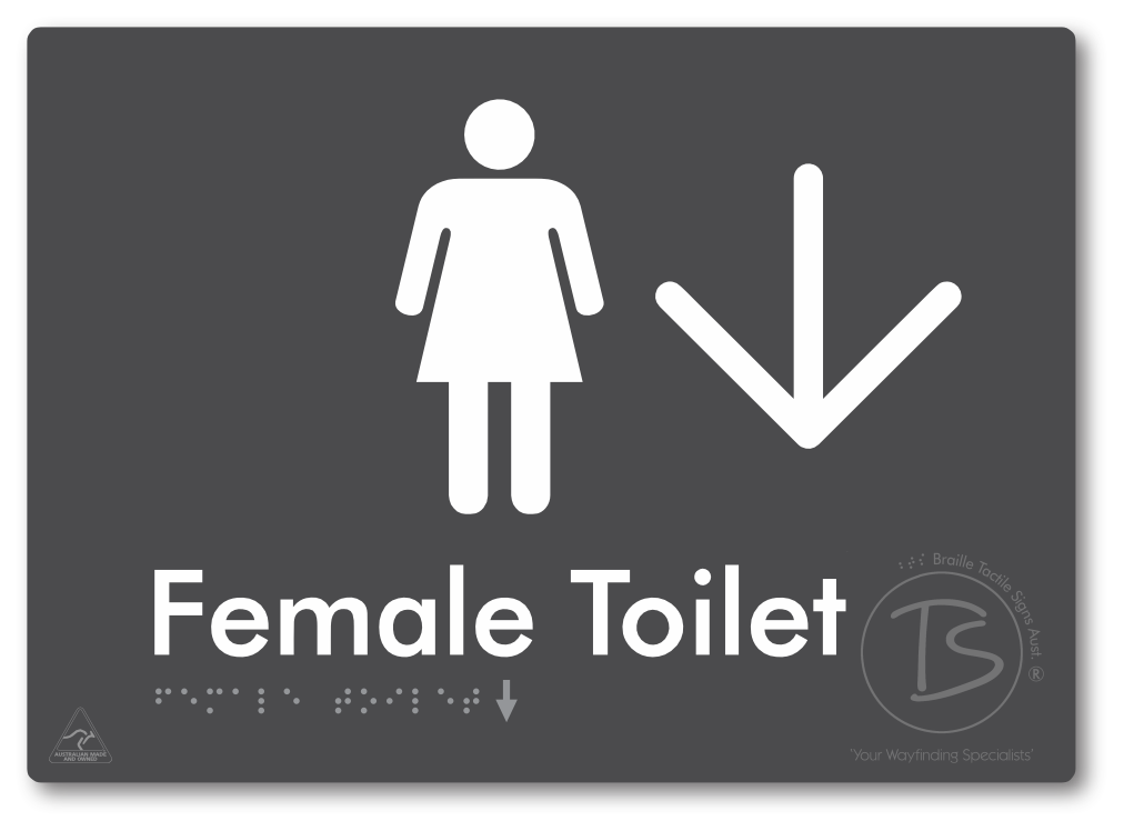 Female Toilet with Large directional Arrow