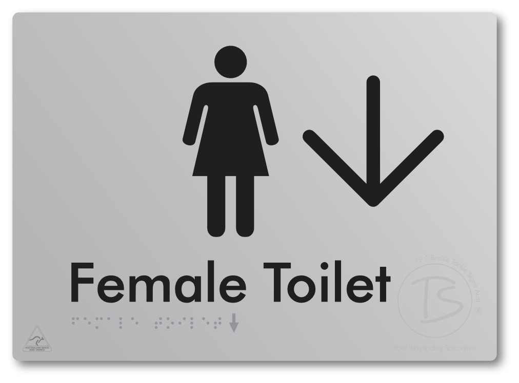 Female Toilet with Large directional Arrow