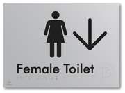 Female Toilet with Large directional Arrow