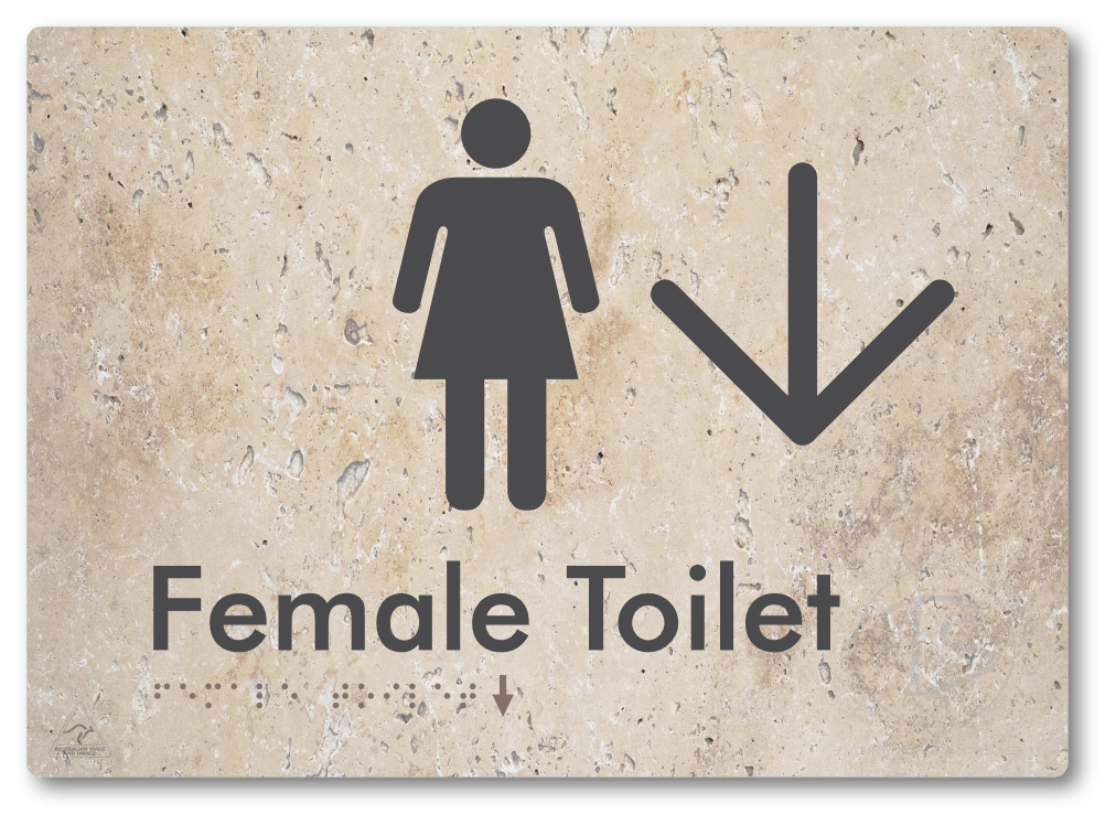 Female Toilet with Large directional Arrow
