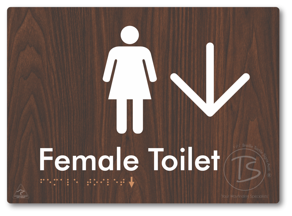 Female Toilet with Large directional Arrow