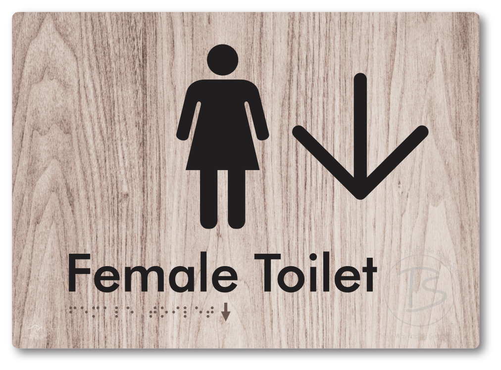 Female Toilet with Large directional Arrow