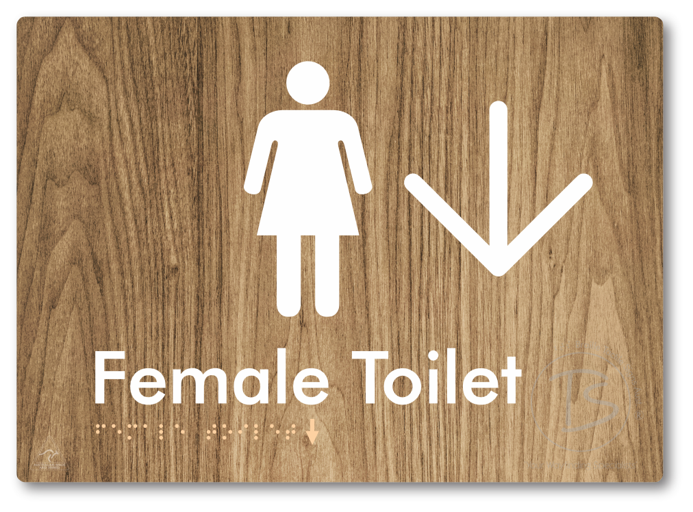 Female Toilet with Large directional Arrow