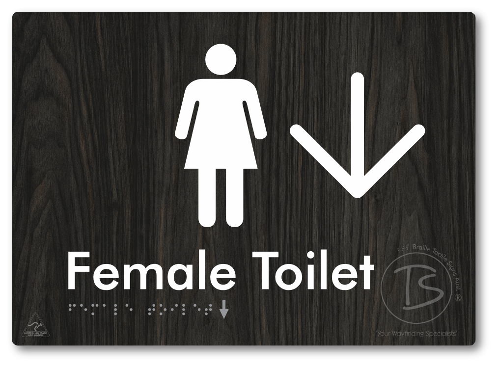 Female Toilet with Large directional Arrow