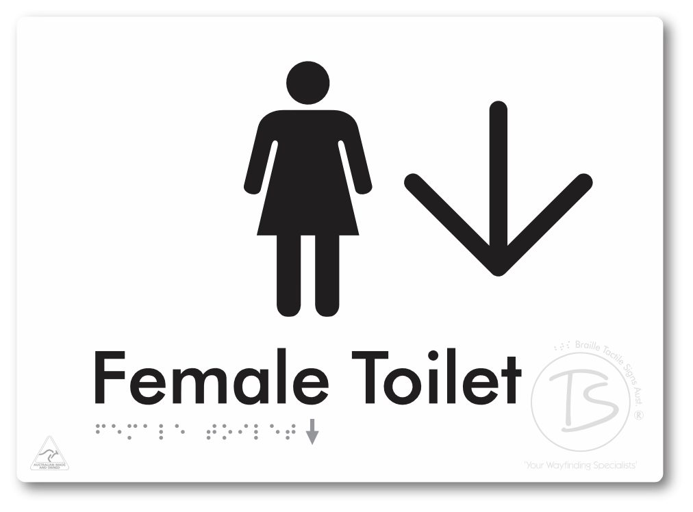 Female Toilet with Large directional Arrow