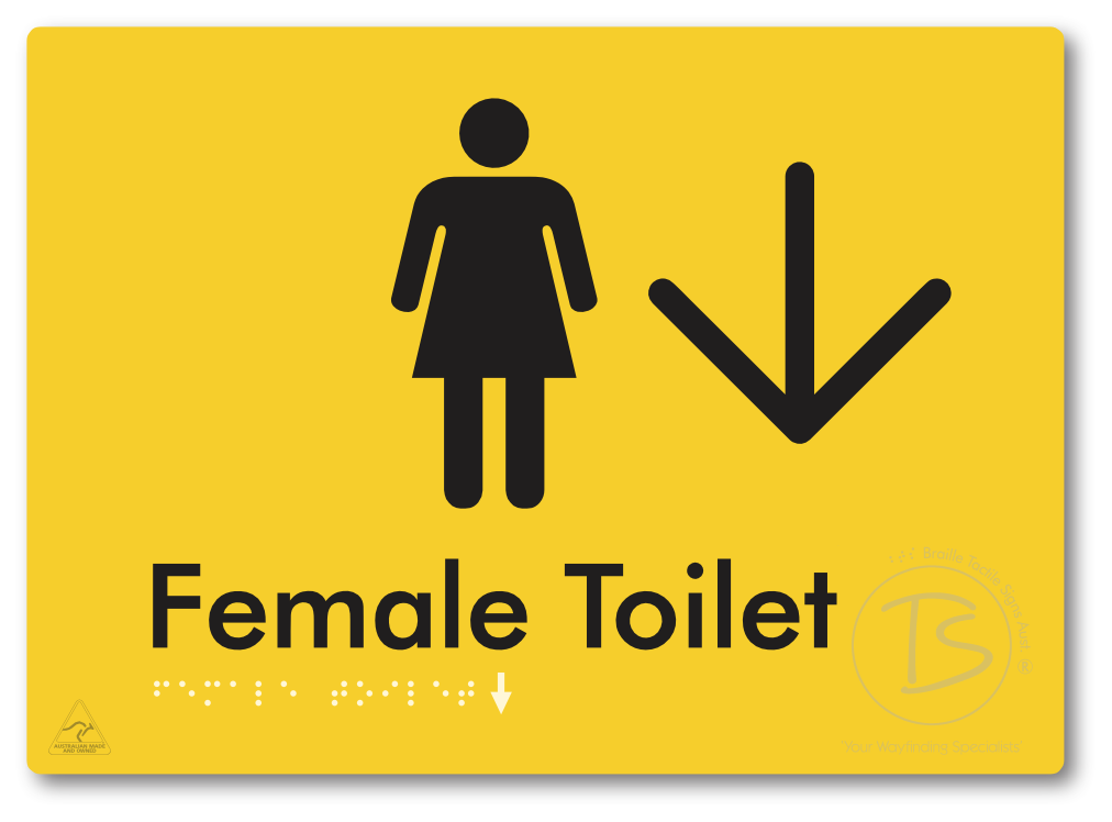 Female Toilet with Large directional Arrow