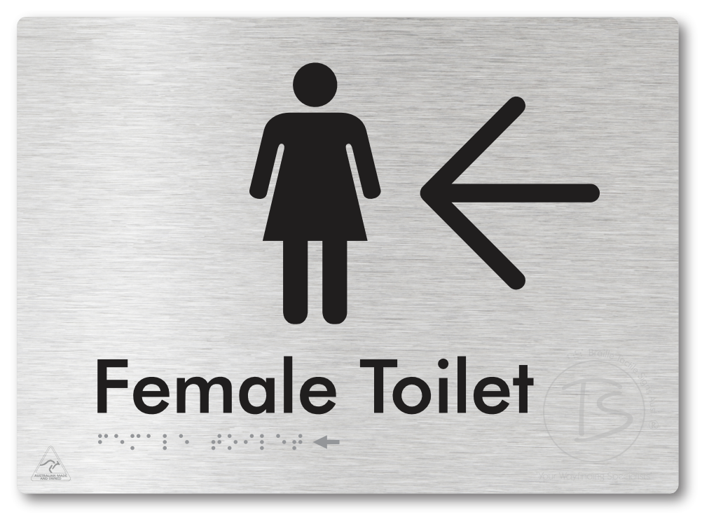 Female Toilet with Large directional Arrow