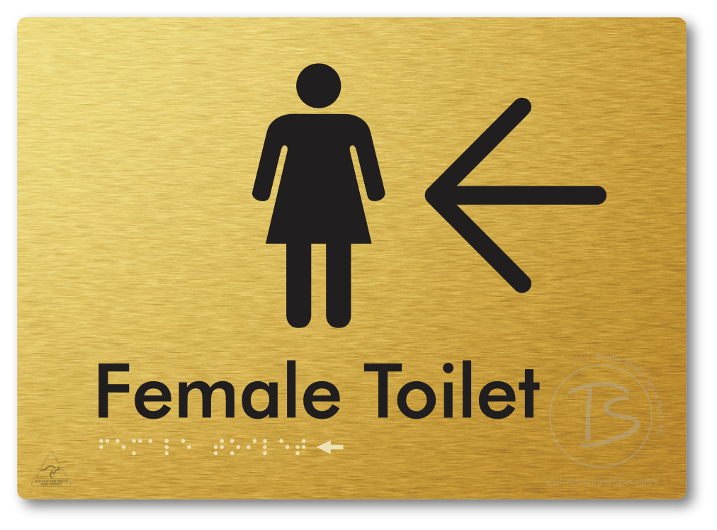 Female Toilet with Large directional Arrow