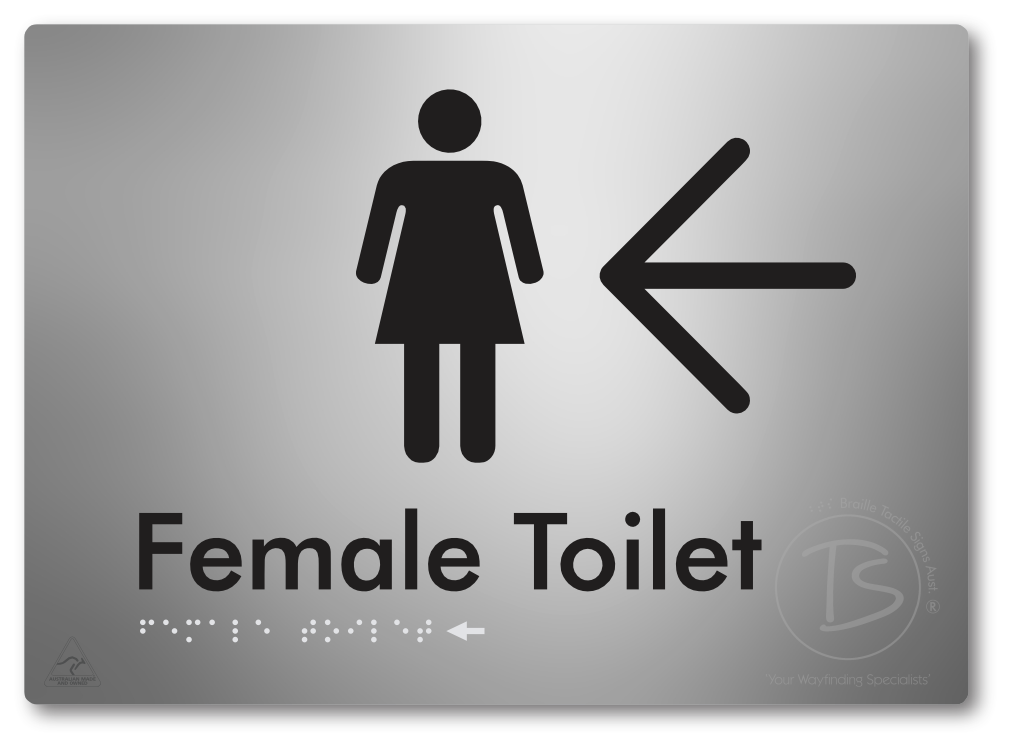 Female Toilet with Large directional Arrow