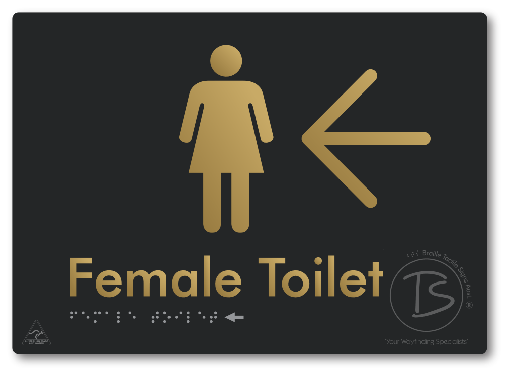 Female Toilet with Large directional Arrow