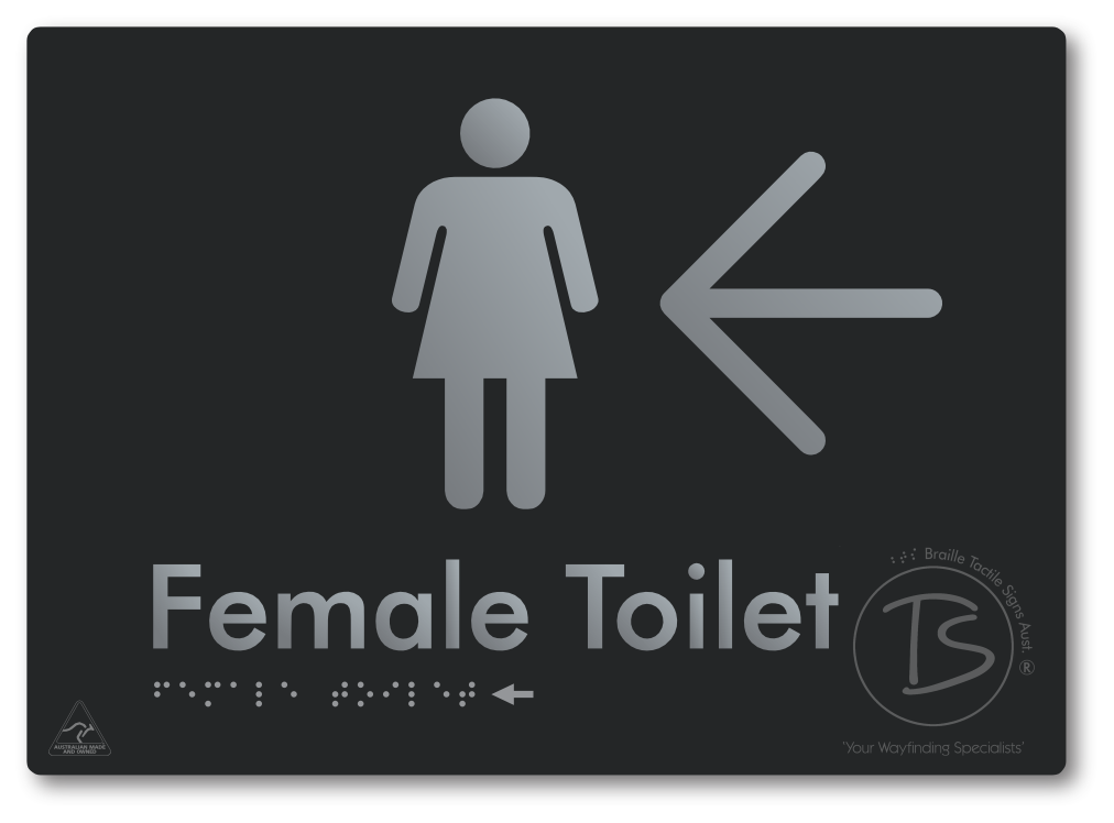 Female Toilet with Large directional Arrow