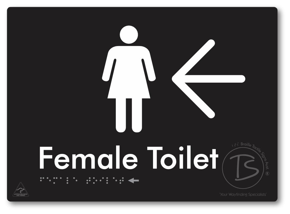 Female Toilet with Large directional Arrow