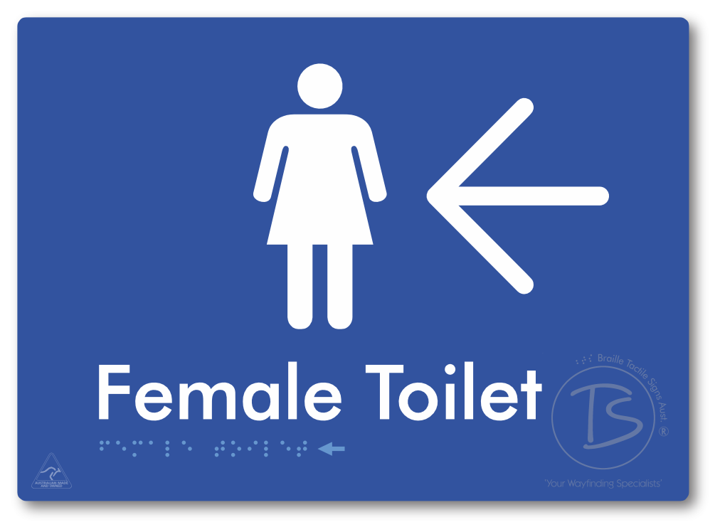 Female Toilet with Large directional Arrow
