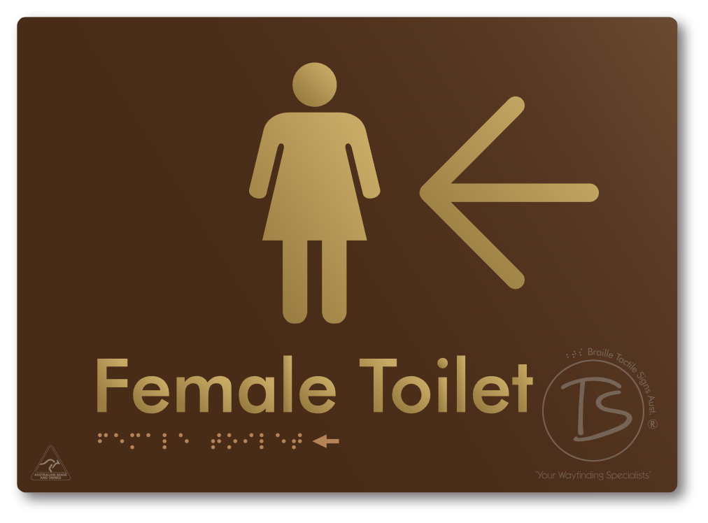 Female Toilet with Large directional Arrow