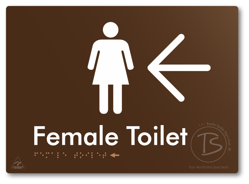 Female Toilet with Large directional Arrow