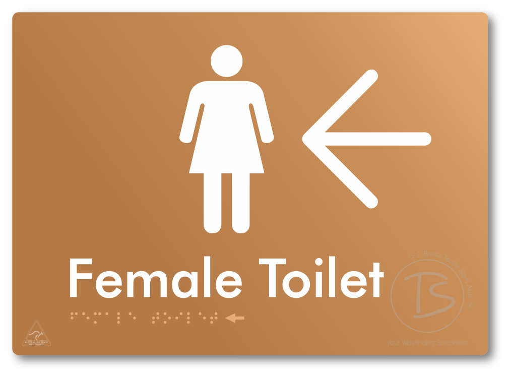 Female Toilet with Large directional Arrow