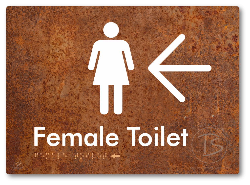 Female Toilet with Large directional Arrow