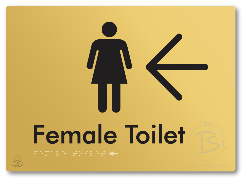 Female Toilet with Large directional Arrow