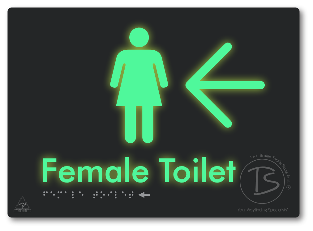 Female Toilet with Large directional Arrow