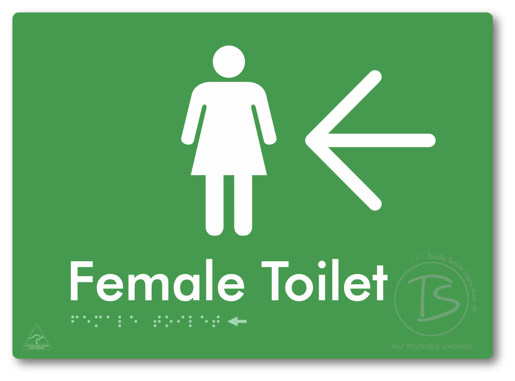 Female Toilet with Large directional Arrow