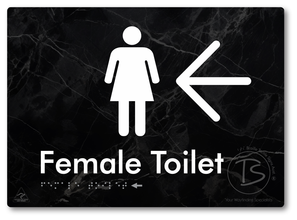 Female Toilet with Large directional Arrow