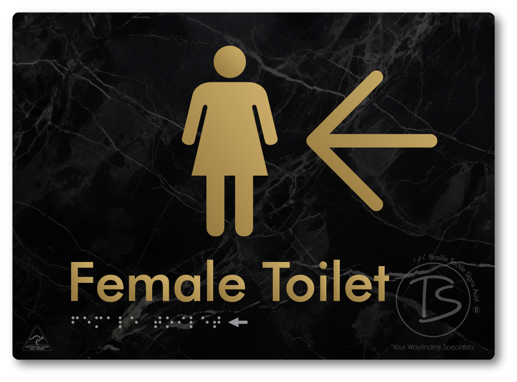 Female Toilet with Large directional Arrow