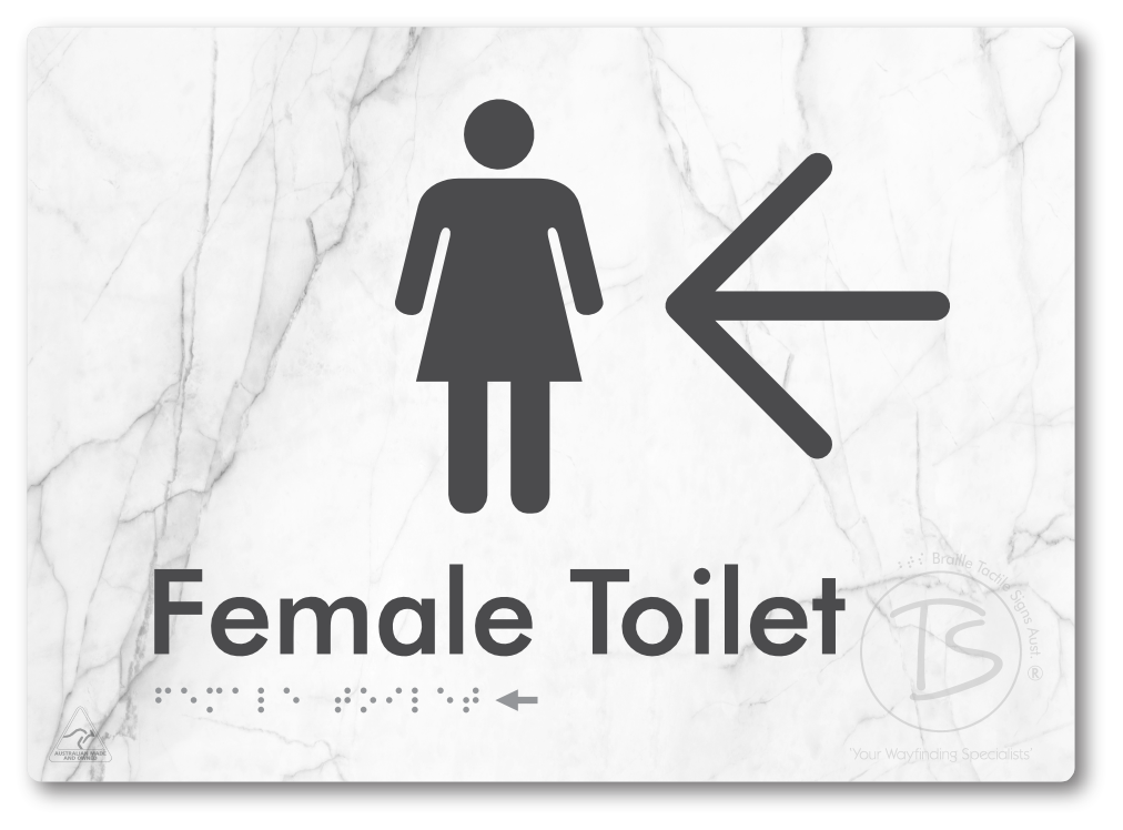 Female Toilet with Large directional Arrow