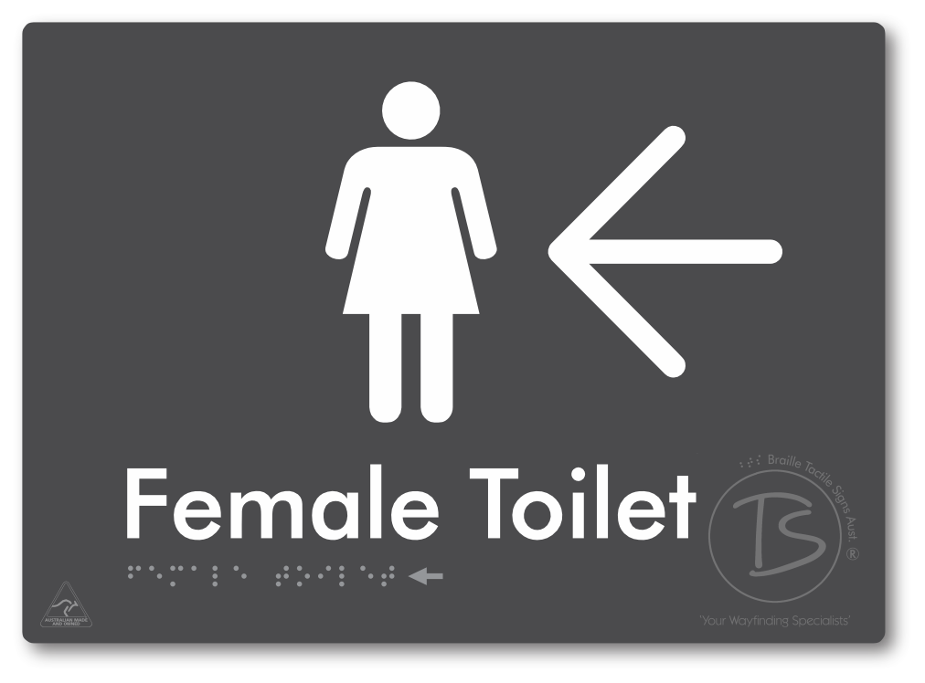 Female Toilet with Large directional Arrow