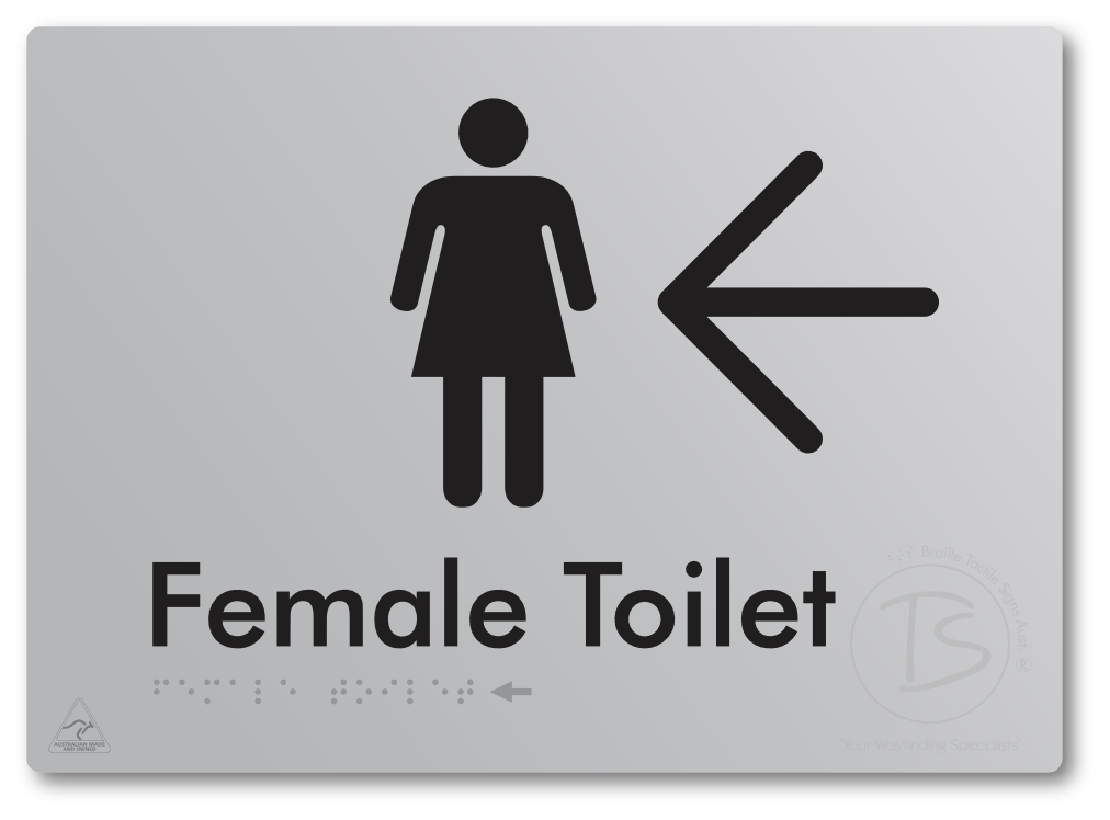 Female Toilet with Large directional Arrow