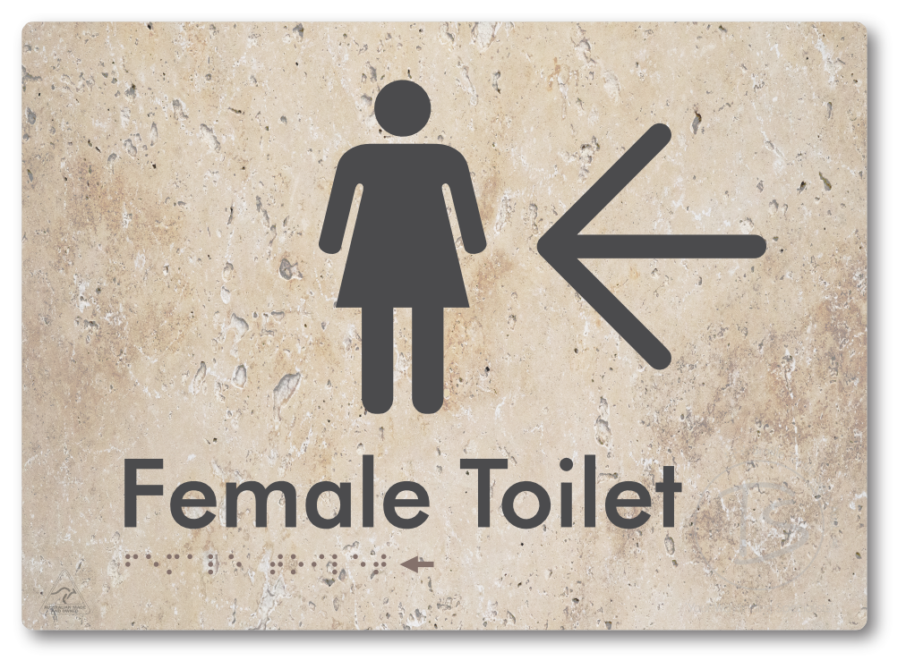Female Toilet with Large directional Arrow